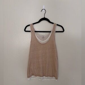 Layered tank top 100% linen in white and tan